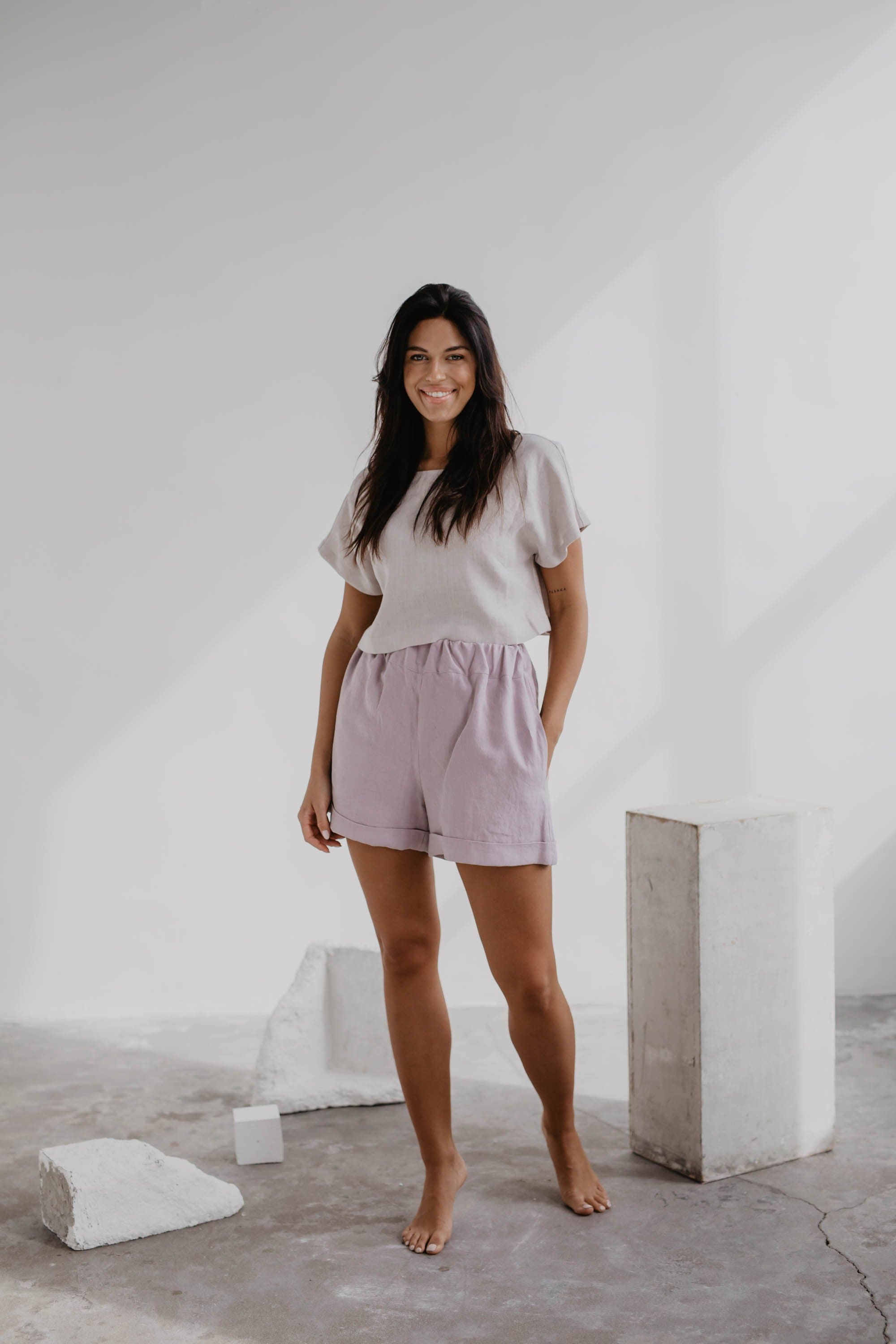 AmourLinen Linen bottom Linen shorts MIA in Dusty Rose Linen shorts MIA in Dusty Rose