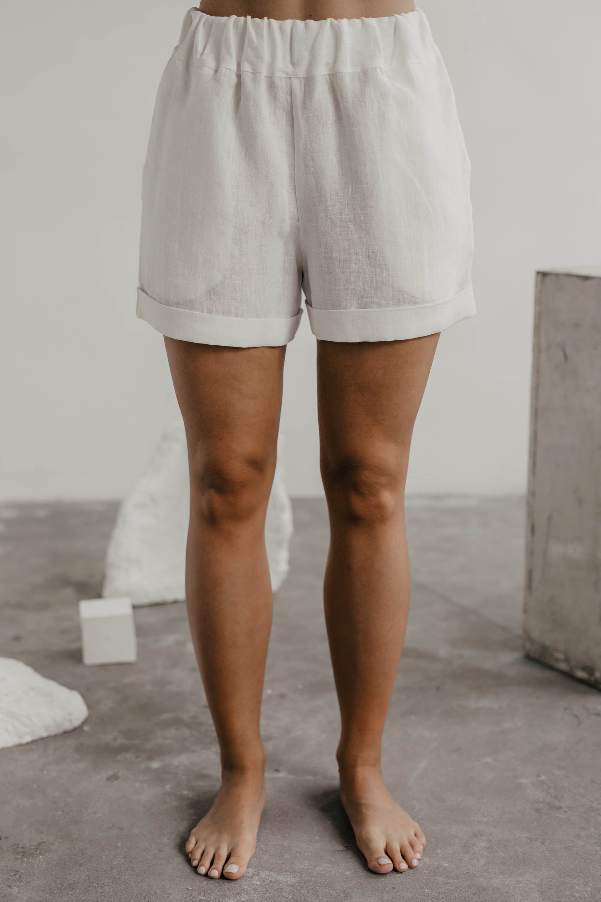 AmourLinen Linen bottom Linen shorts MIA in White Linen shorts MIA in White