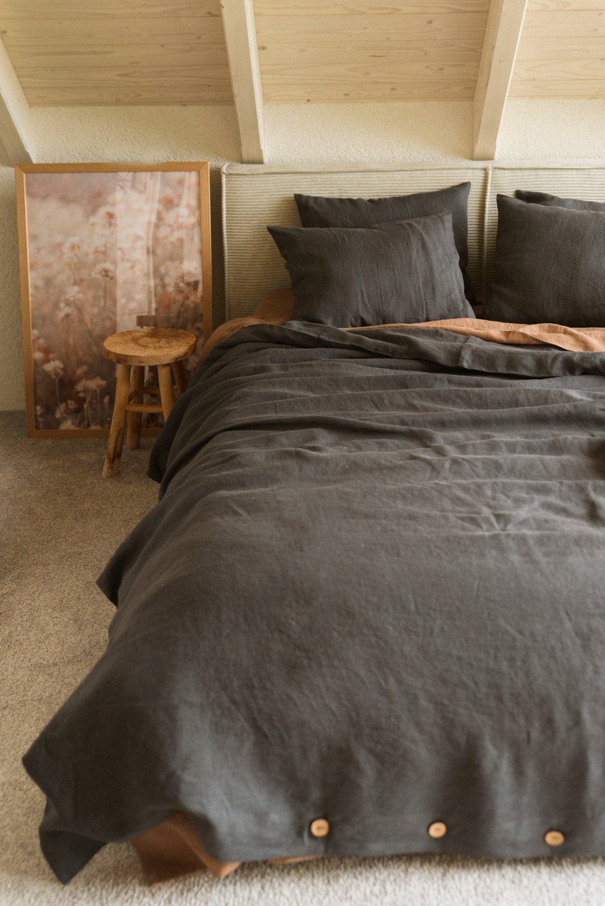 AmourLinen Linen bedding set Linen bedding set in Charcoal Linen bedding set in Charcoal